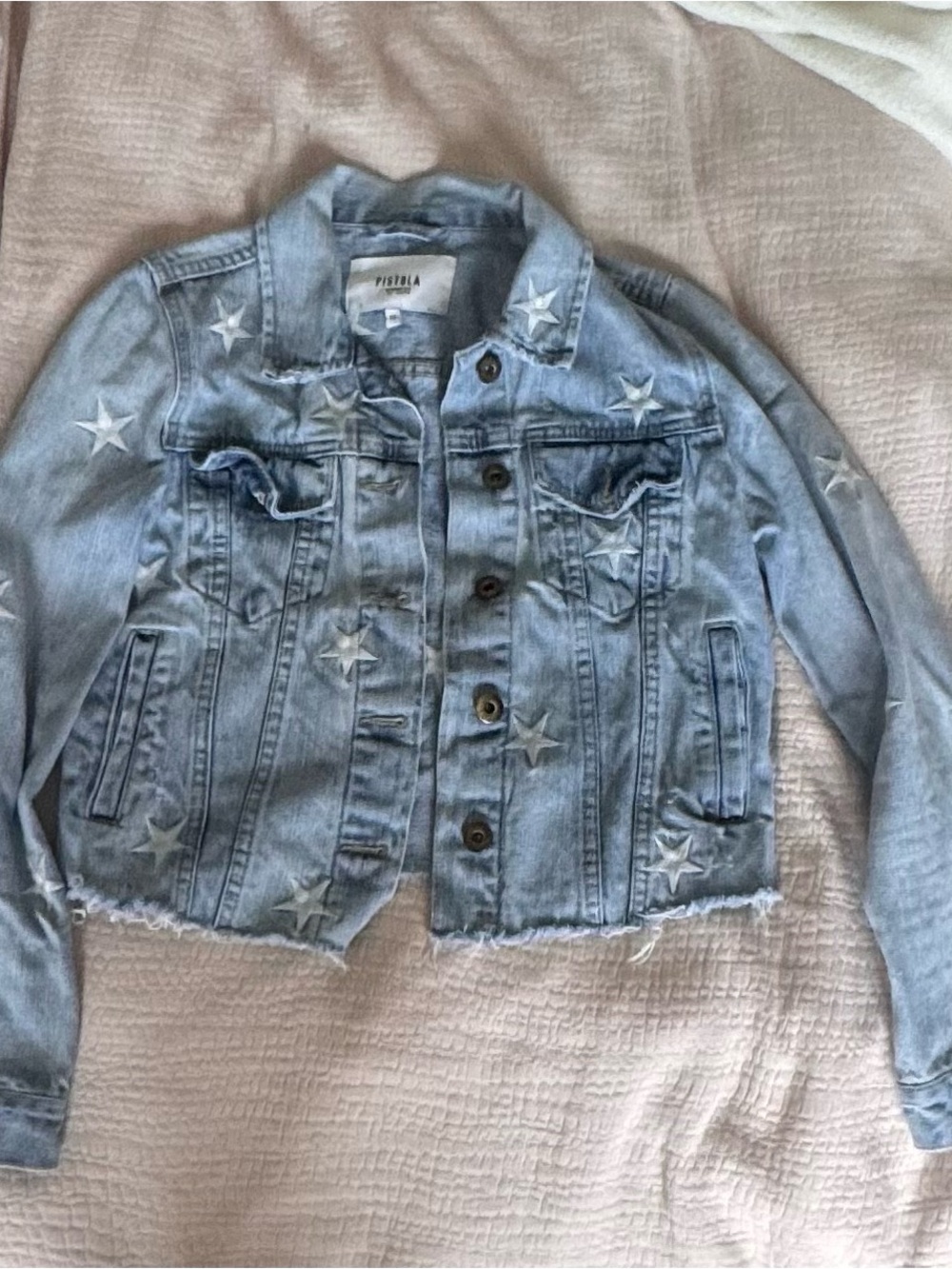 pistola Light Blue Star Embroidered Denim Jacket